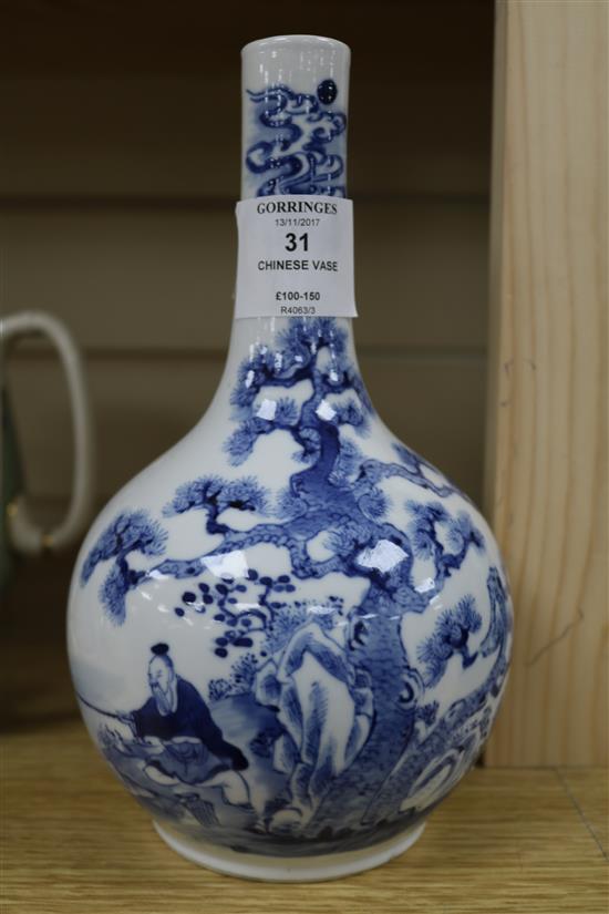 A Chinese blue and white vase